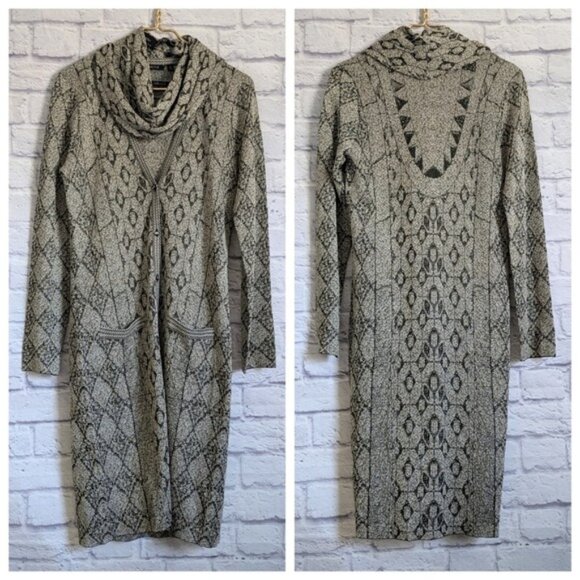 Carlisle Metallic Knit Cardigan Top Scarf Set S/M Gray Gold Sweater Tank Knit - Picture 1 of 6